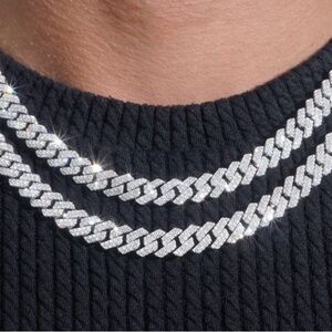 Moissanite Cuban Chain 8mm 925 Sterling Silver 18''